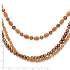 Sterling Silver Gold-plated Multi Stone Adj. 17in or 40in Necklace