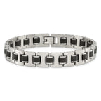 Stainless Steel Brushed with Black Rubber Bracelet for Men