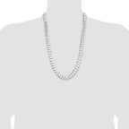 Sterling Silver Rhodium-plated 11.9mm Concave Beveled Curb Chain