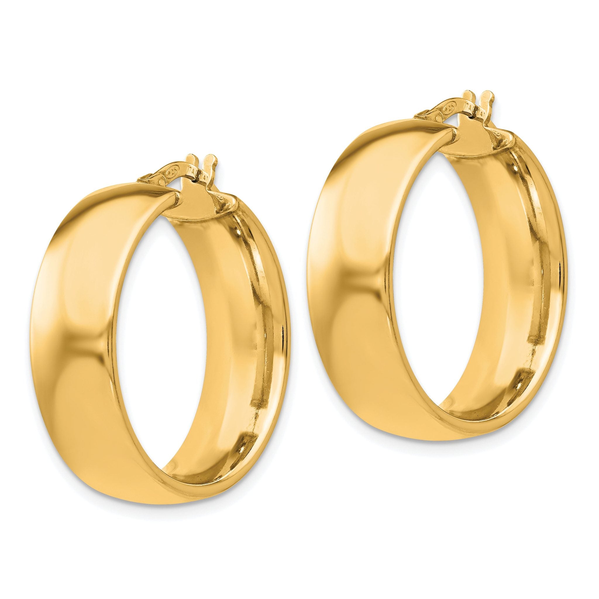 Sterling Silver Gold-Tone Polished Hoop Earrings Secondary image