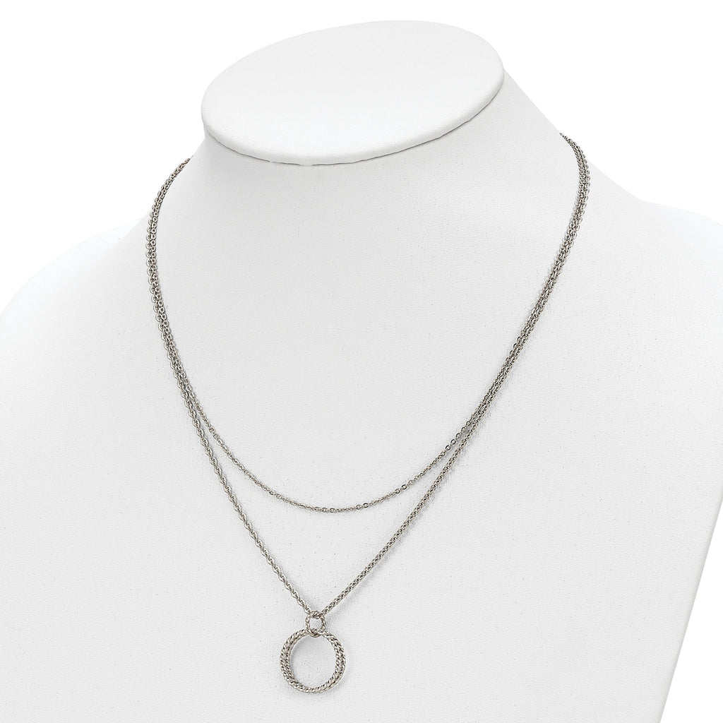 Chisel Stainless Steel Polished 2 Strand Twisted Circles 18.5 inch Necklace