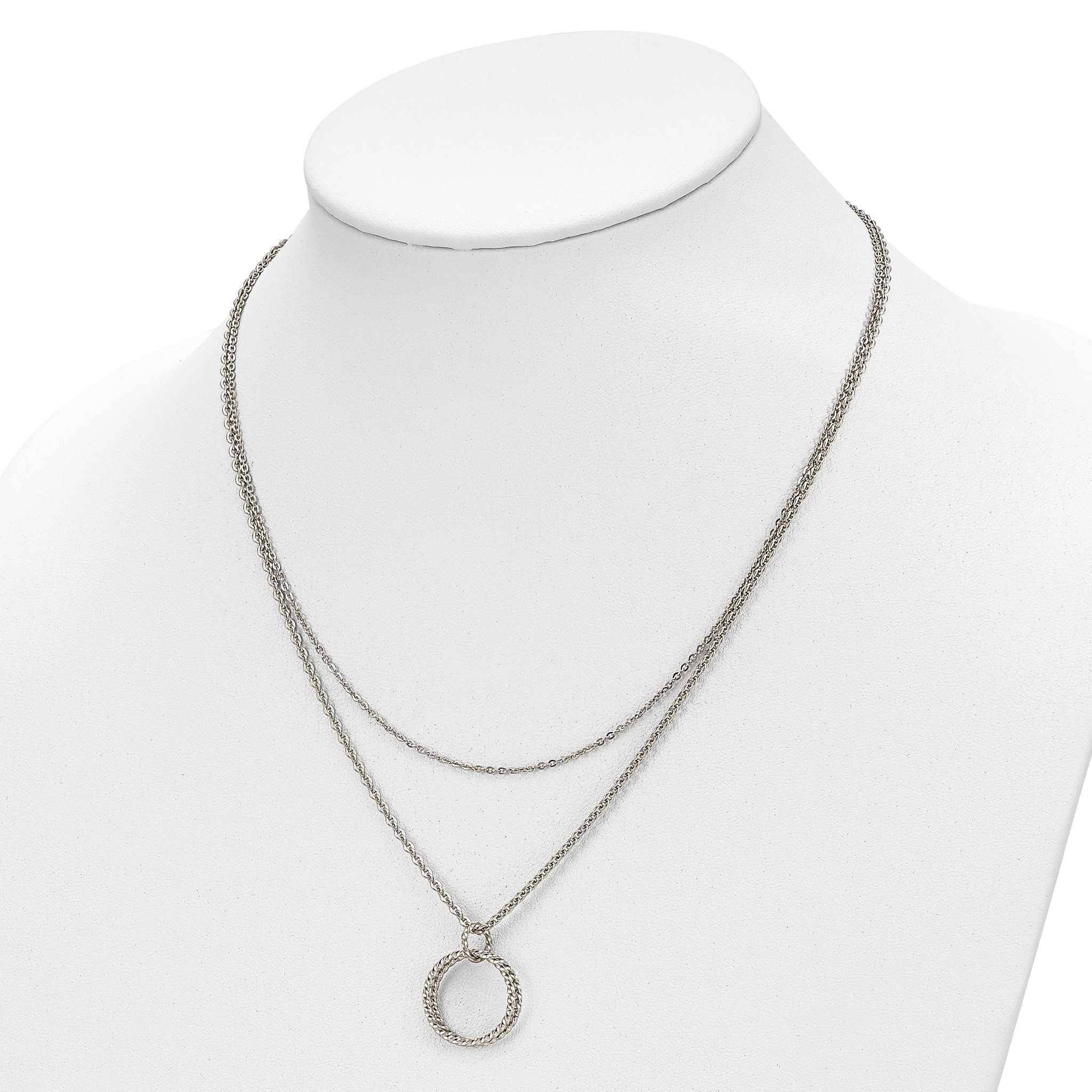 Chisel Stainless Steel Polished 2 Strand Twisted Circles 18.5 inch Necklace