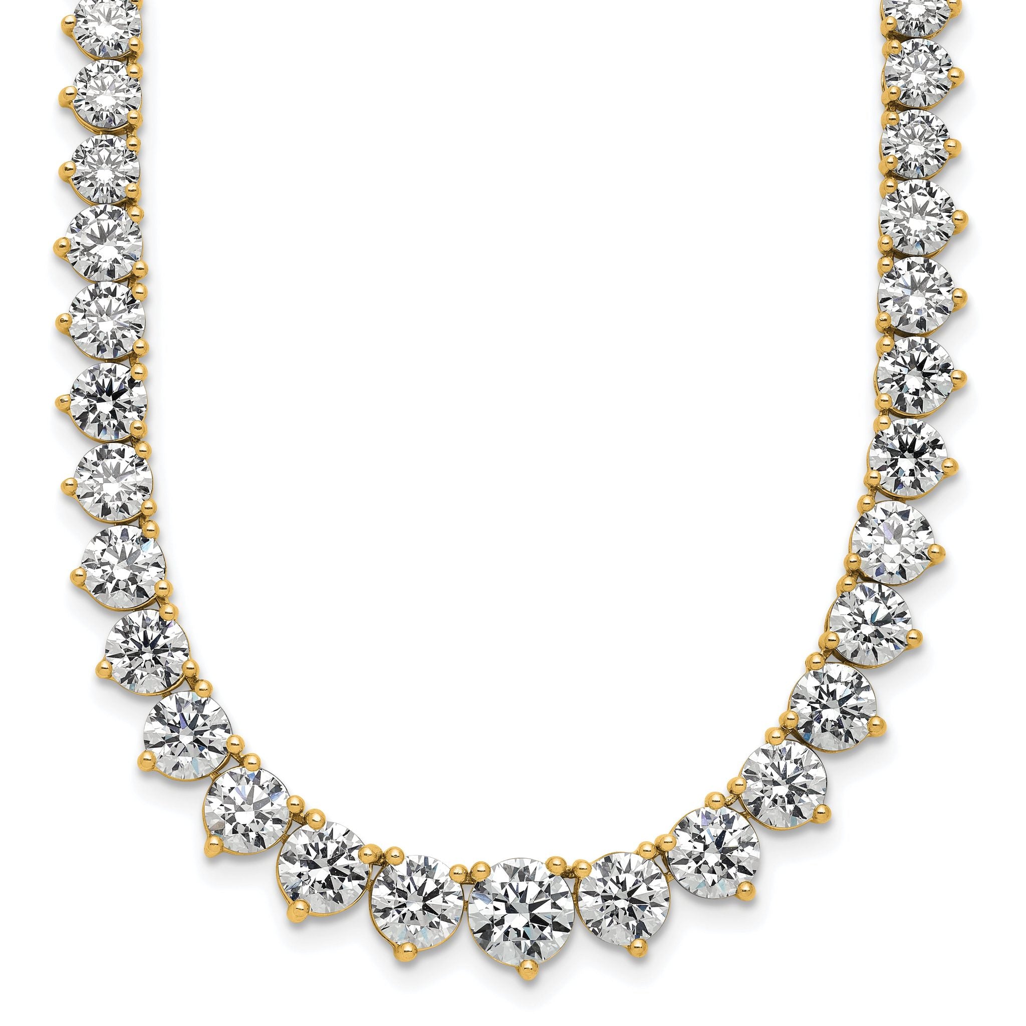 14k 27 3/4 carat Lab Grown Diamond VS/SI+ G+ Complete Round 16 inch Graduated Tennis Necklace