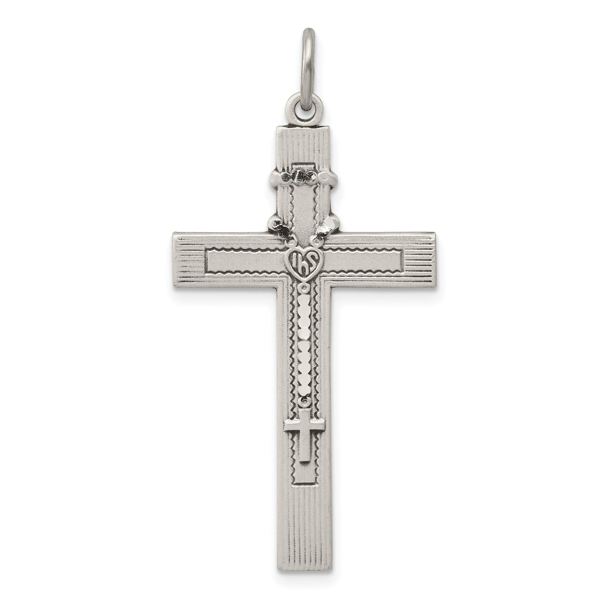Sterling Silver 925 Antiqued Rosary Cross Pendant Vintage Charm