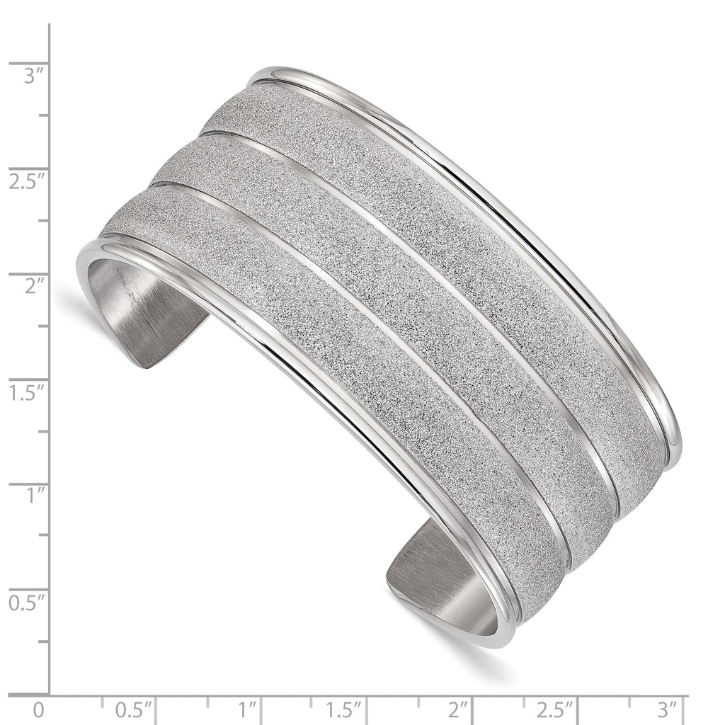 Stainless Steel Polished & Laser Cut Cuff Bangle Bracelet for Women