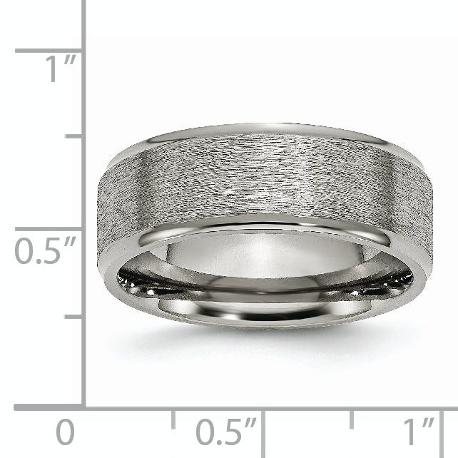 Titanium Unisex Wedding Band with Brushed Center and Ridged Edge