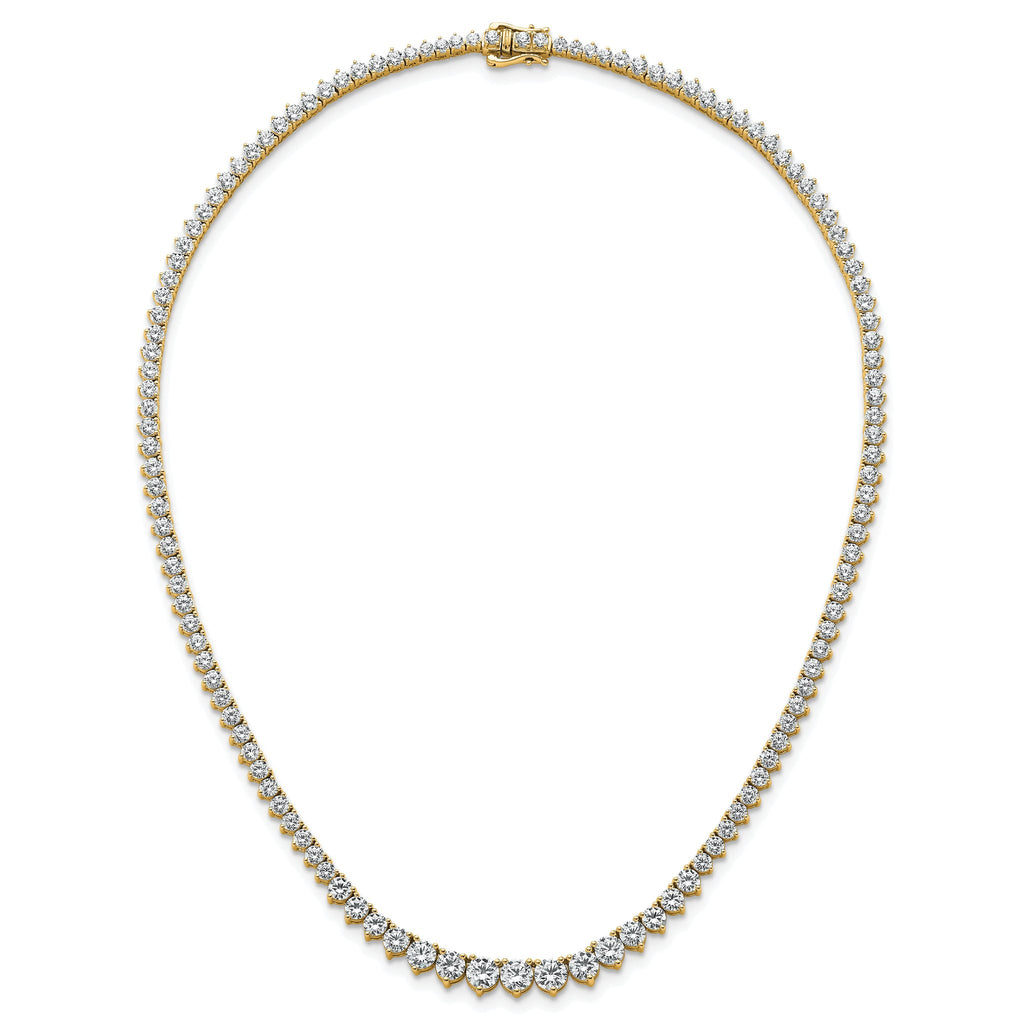 14k 15 carat Certified Lab Grown Diamond VS/SI+ G+ Complete Round 16 inch Graduated Tennis Necklace