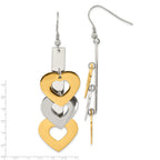 Stainless Steel Gold-Tone Polished Heart Drop Dangle Earrings for Women