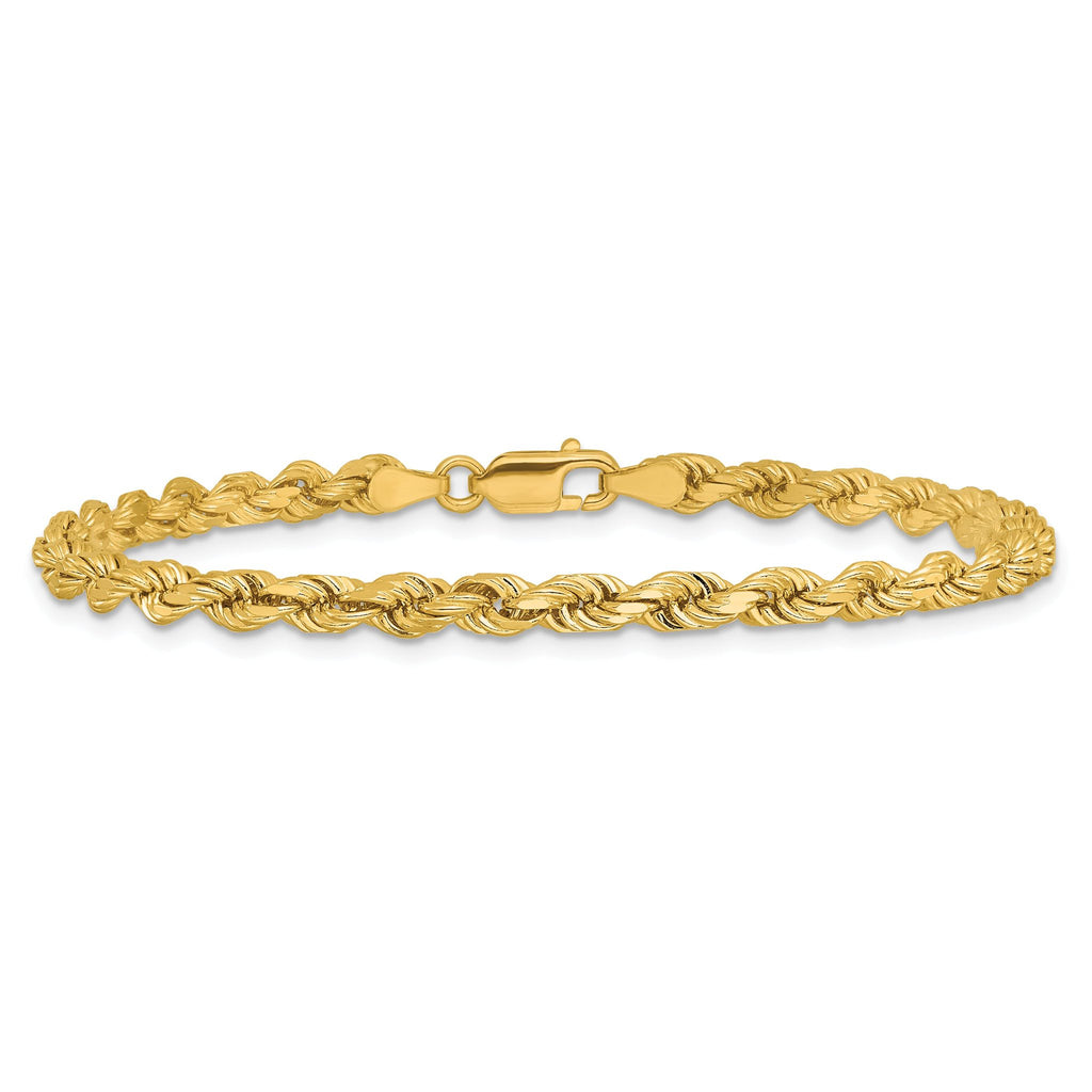 14K 7 inch 4mm Diamond-cut Rope with Lobster Clasp Chain