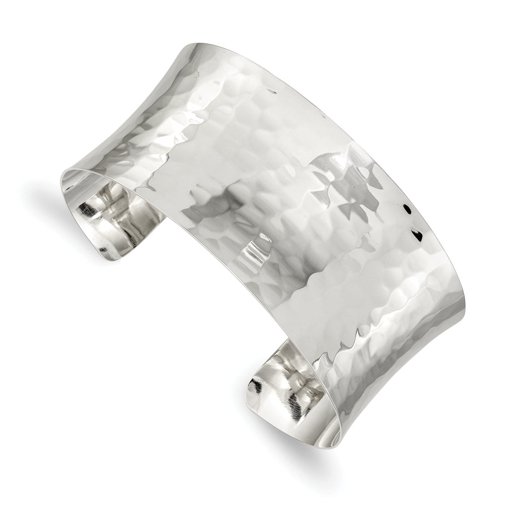Sophia Jewelers Women's Hammered Sterling Silver Cuff Bangle Bracelet