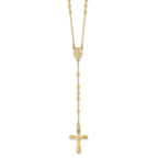 Sterling Silver Flash Gold-plated Polished Crucifix Rosary 18 inch Necklace