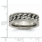 Chain Inlay Comfort-Fit Wedding Band in Titanium, 7mm