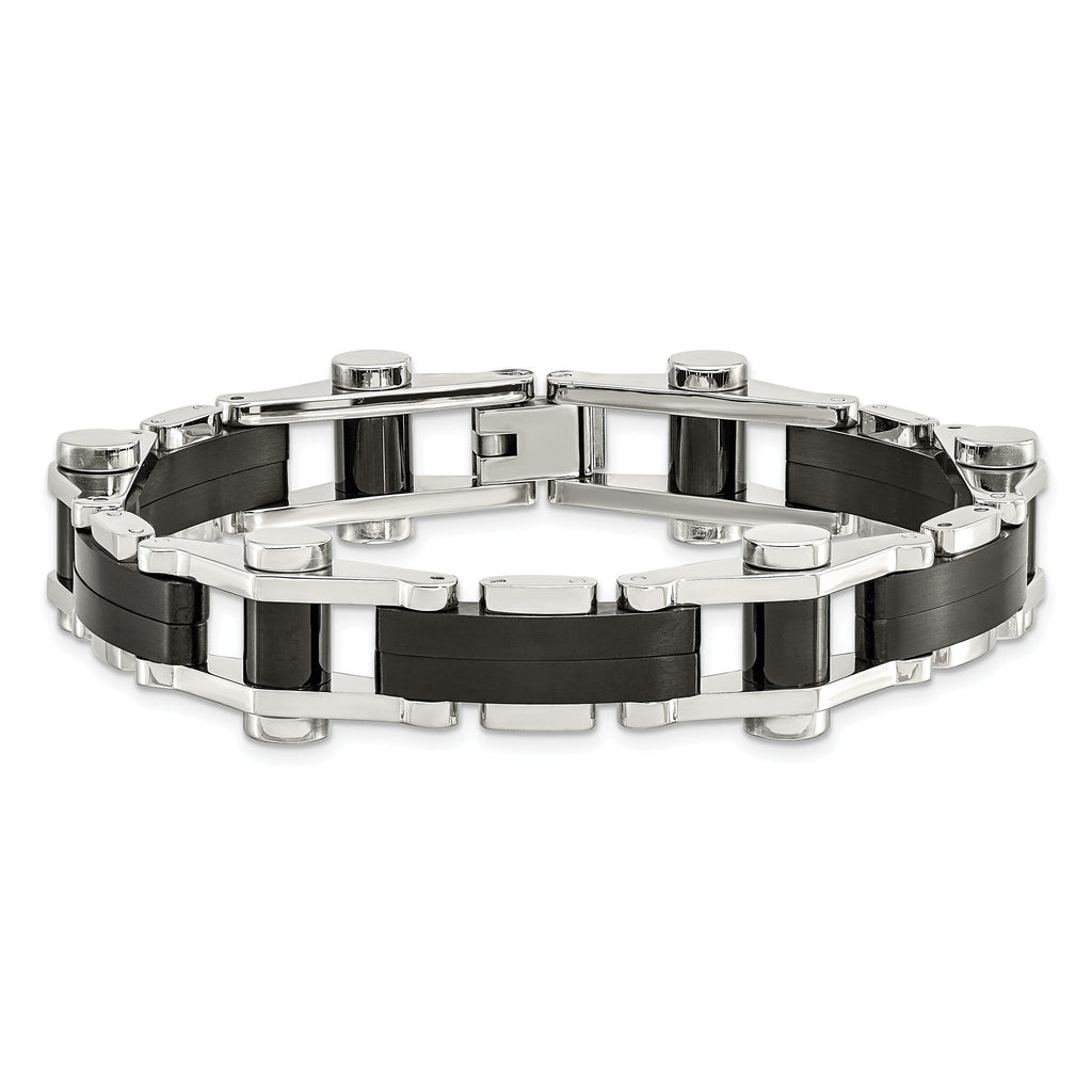 Stainless Steel Polished Black IP-plated Bracelet for Men