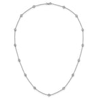 14k White Gold Complete 3/4 carat Bezel-set Diamond and Cable Chain 13-Station 16 inch Necklace