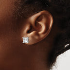 14K White Gold 5 ct Lab-Created Diamond VS/SI+ G+, Princess-Cut 4-Prong Stud Earrings