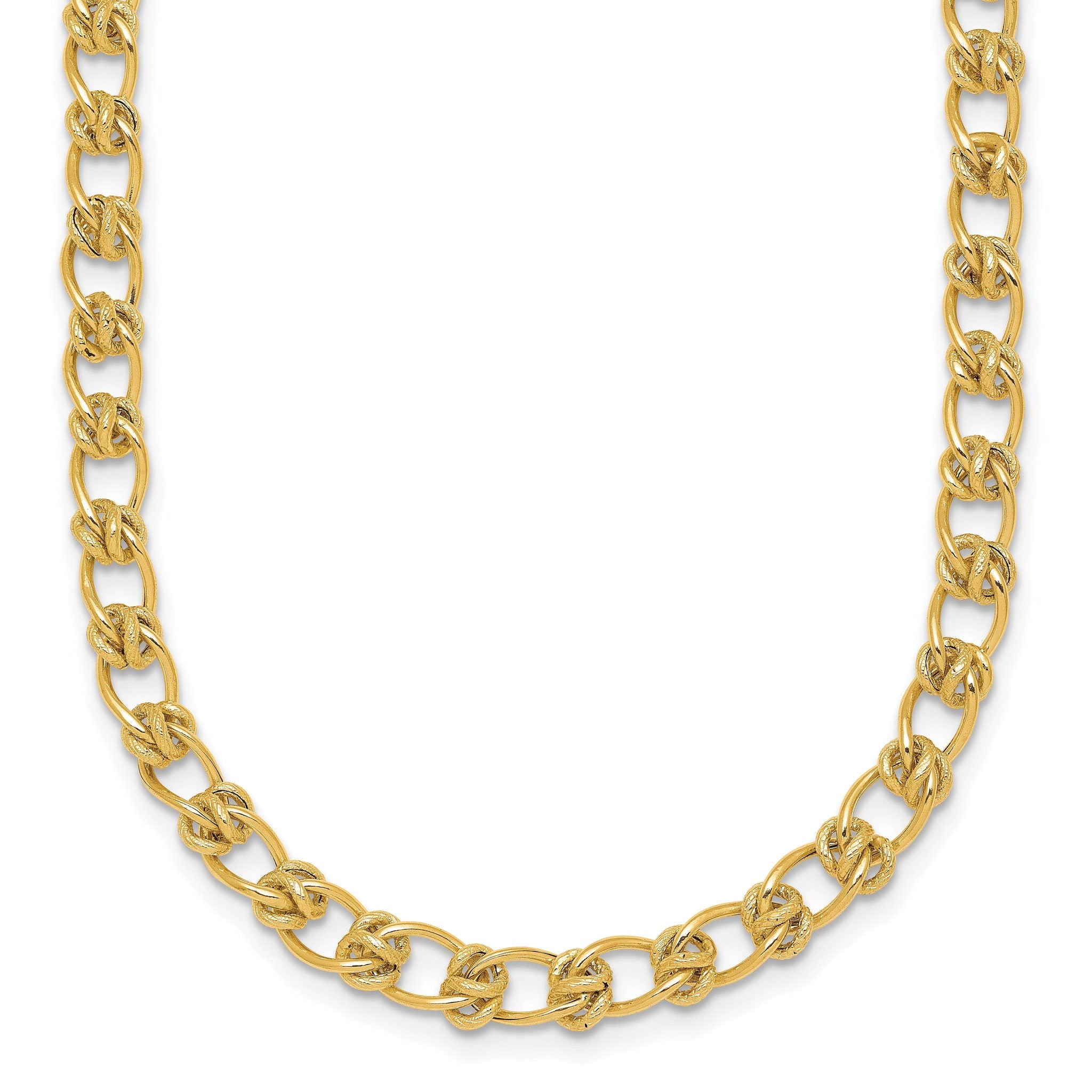 14K Polished and Textured 5.0mm Fancy Knot Link 7.5 Inch Bracelet