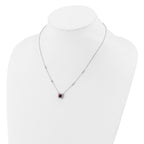 Cheryl M Sterling Silver Rhodium-plated Polished Fancy Lab Created Ruby and CZ Station Necklace