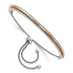 Stainless Steel Polished Rose IP-plated with Crystal Heart Shaped Adjustable Bangle Bracelet for Women
