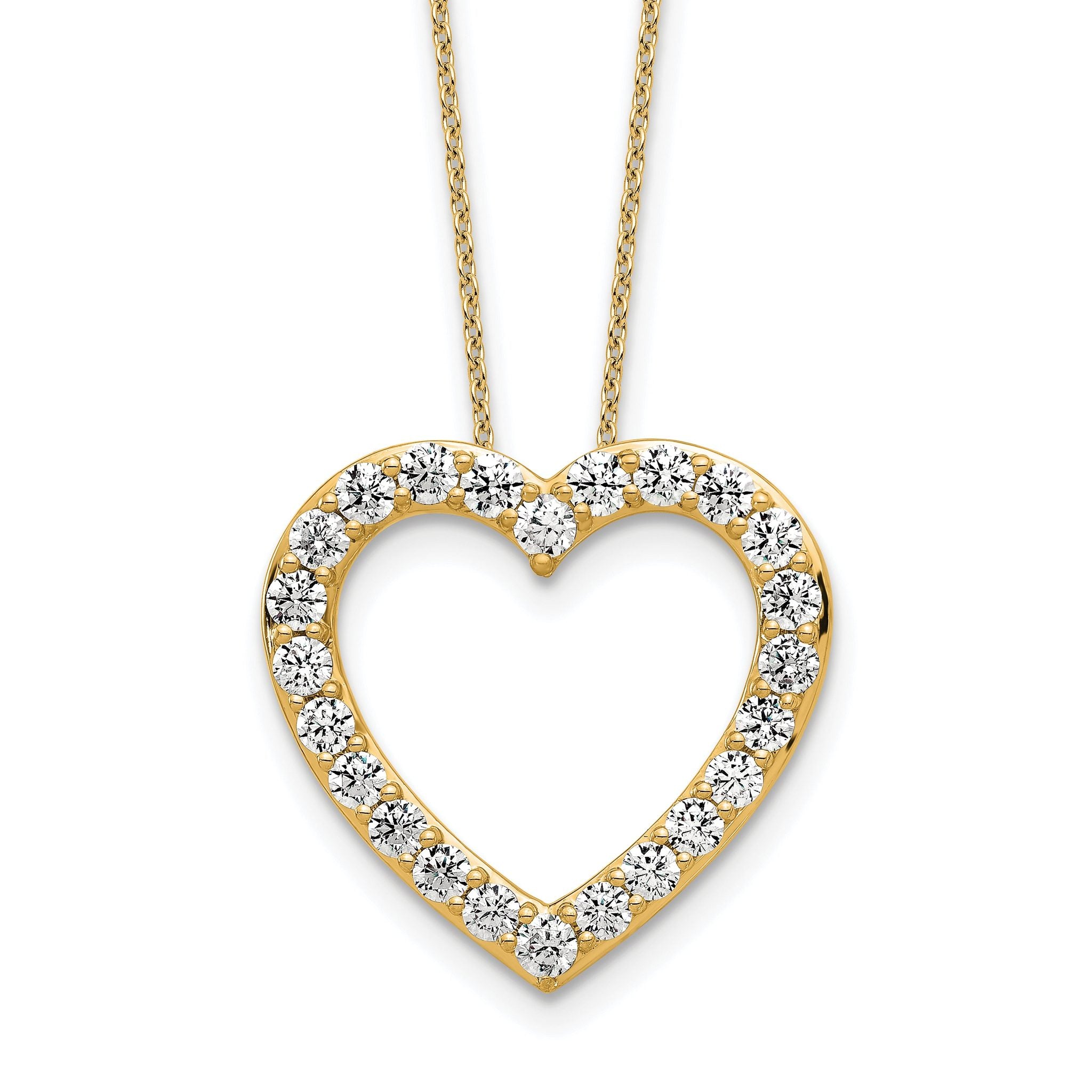 14k 1 3/8 carat Lab Grown Diamond VS/SI+ G+ Complete 18 inch Heart Necklace