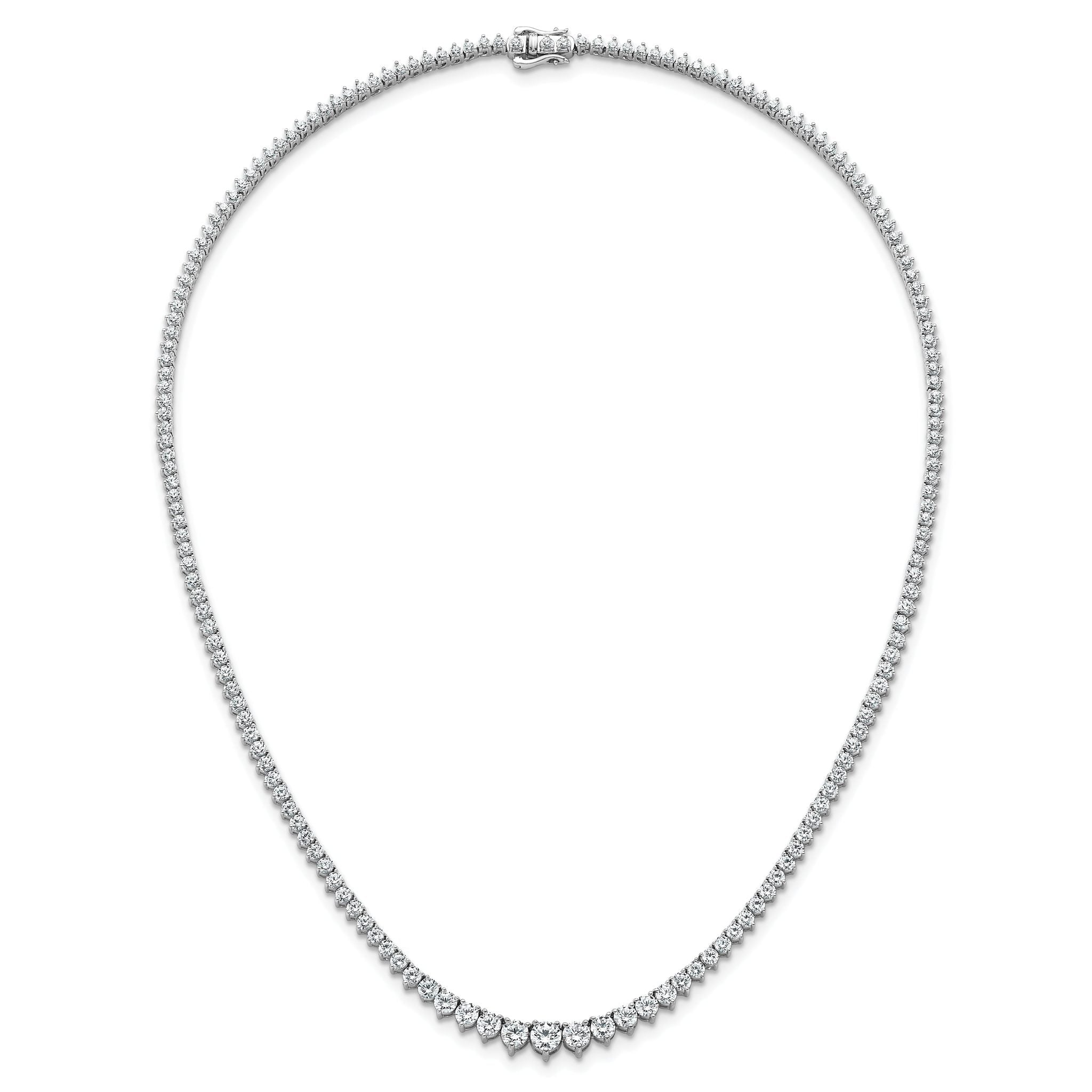 14k White Gold 10 7/8 carat Certified Lab Grown Diamond VS+ F+ Complete Round 18 inch Graduated Tennis Necklace