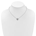 Cheryl M Sterling Silver Rhodium-plated Polished Filigree CZ Heart 16 Inch with 2 Inch Extension Necklace
