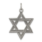 Antiqued Sterling Silver Star of David Charm 925 Vintage Style