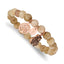 Stainless Steel Antiqued and Polished Rose IP-plated Owl and Tree of Life 8mm Taupe Dyed Jade Beaded Stretch Bracelet for Women