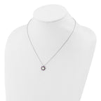 Cheryl M Sterling Silver Rhodium-plated Polished Created Opal and Pink Crystal Flower Necklace