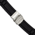 Oyster-Style Watch Band in Black Silicone, 22mm