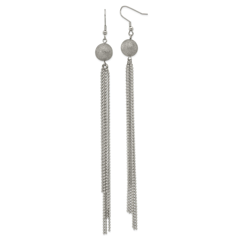 Stainless Steel Polished & Laser Design Drop Dangle Earrings for Women