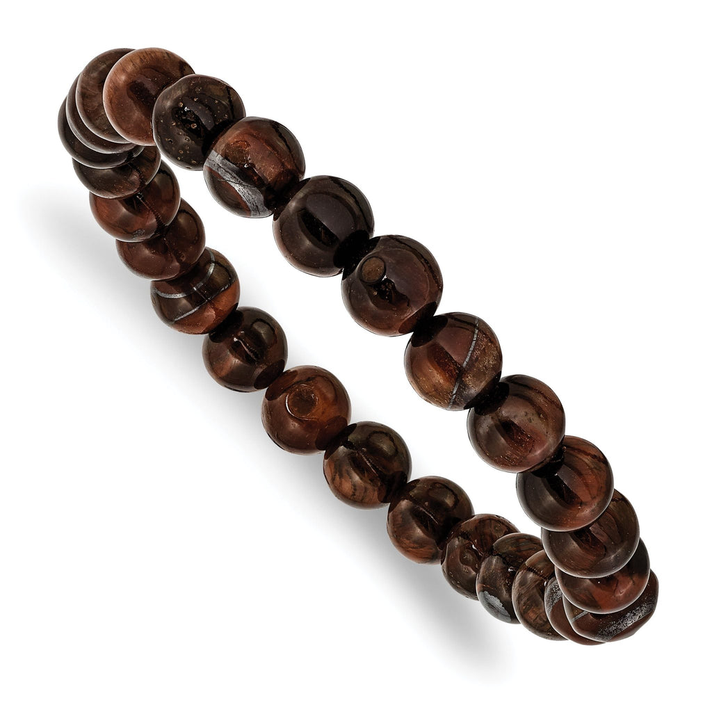 8mm Red Tiger's Eye Agate Beaded Stretch Bracelet