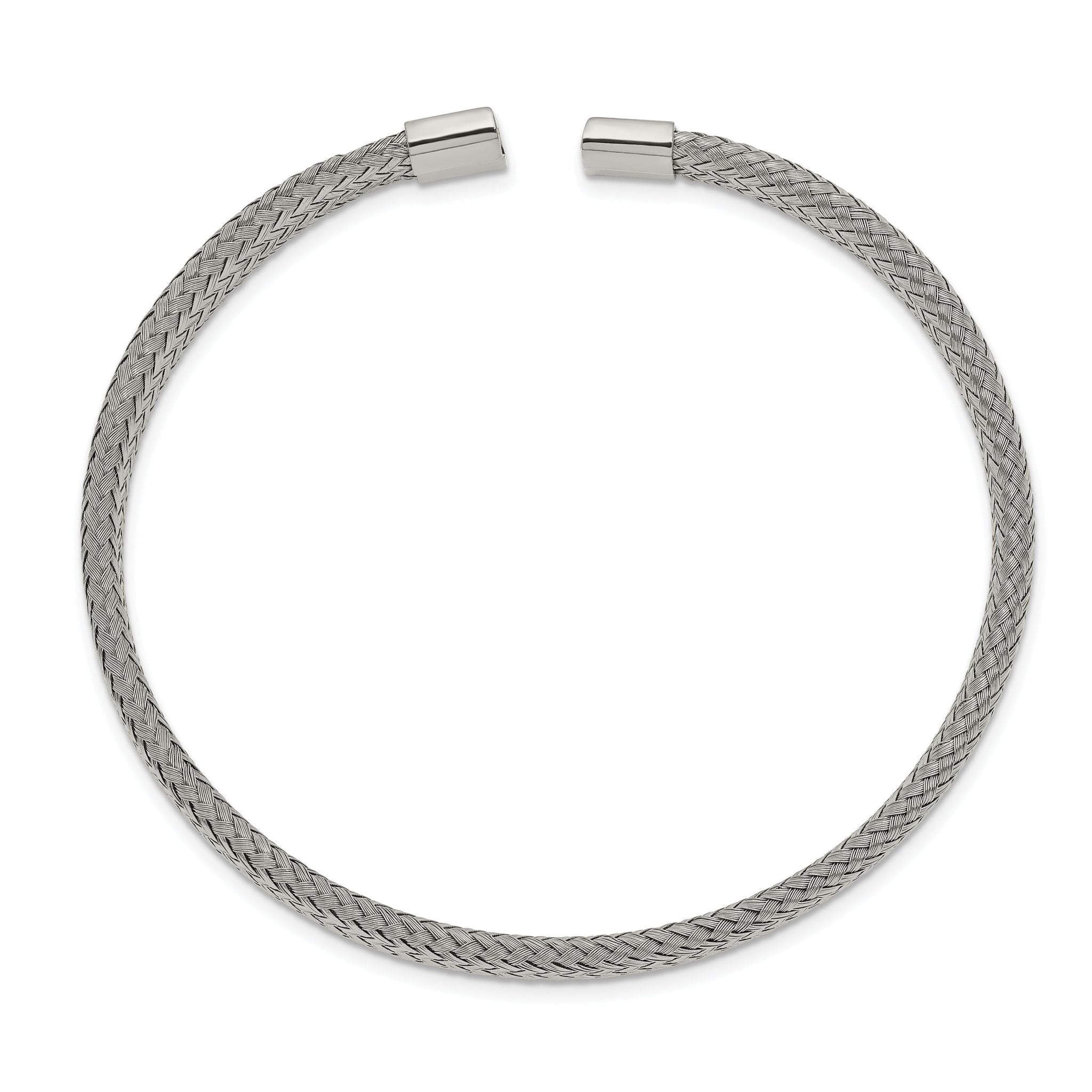 Stainless Steel Polished 6mm Mesh Wire Cuff Bangle Bracelet for Women Secondary image