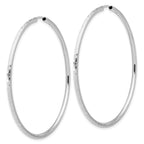14k White Gold Polished and Satin D/C 2.00mm Endless Hoop Earrings