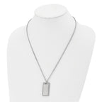 Chisel Stainless Steel Brushed and Polished Rectangle Dog Tag on a 22 inch Cable Chain Necklace