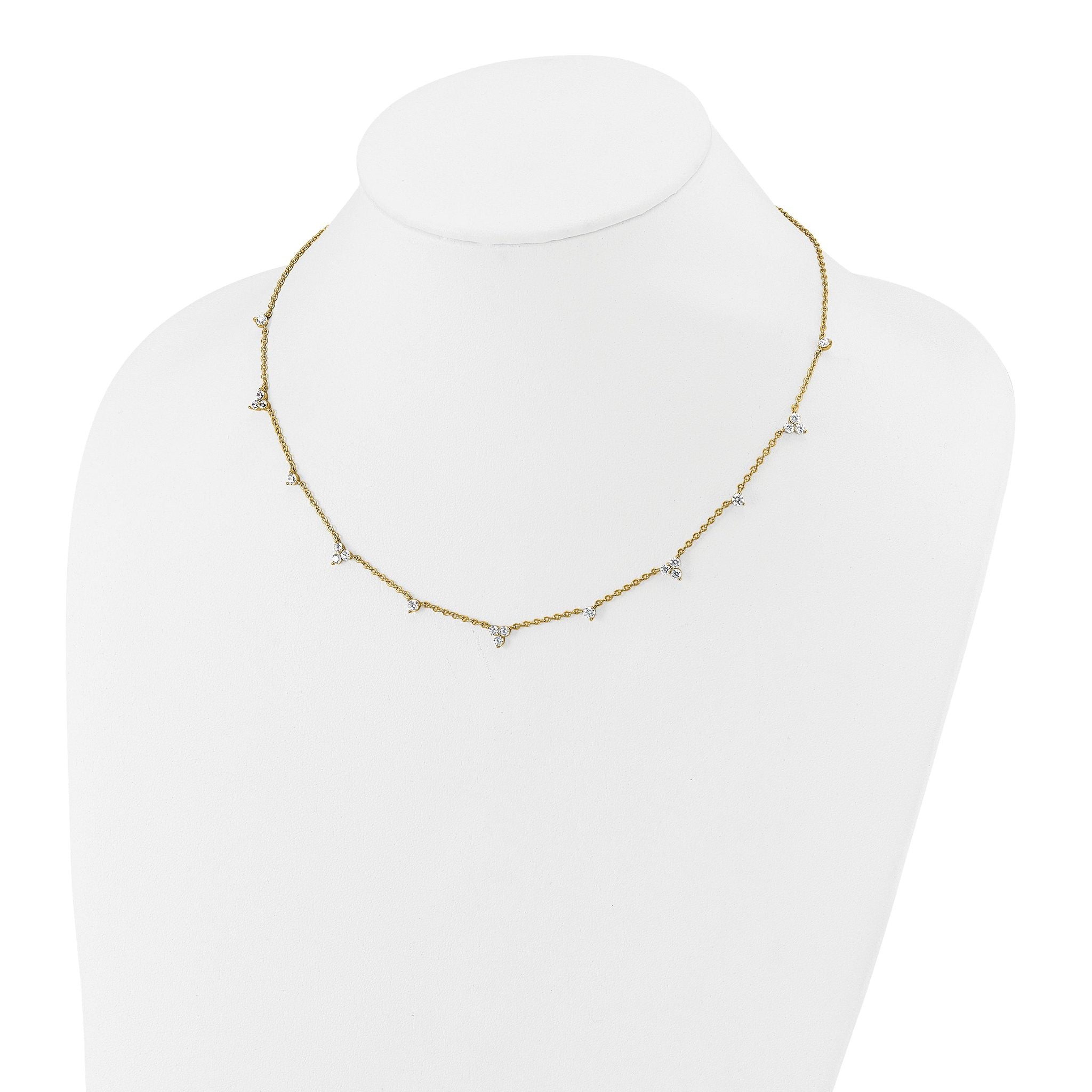 14k 1 3/4 carat Lab Grown Diamond VS/SI+ G+ Eleven Station 18 inch Necklace