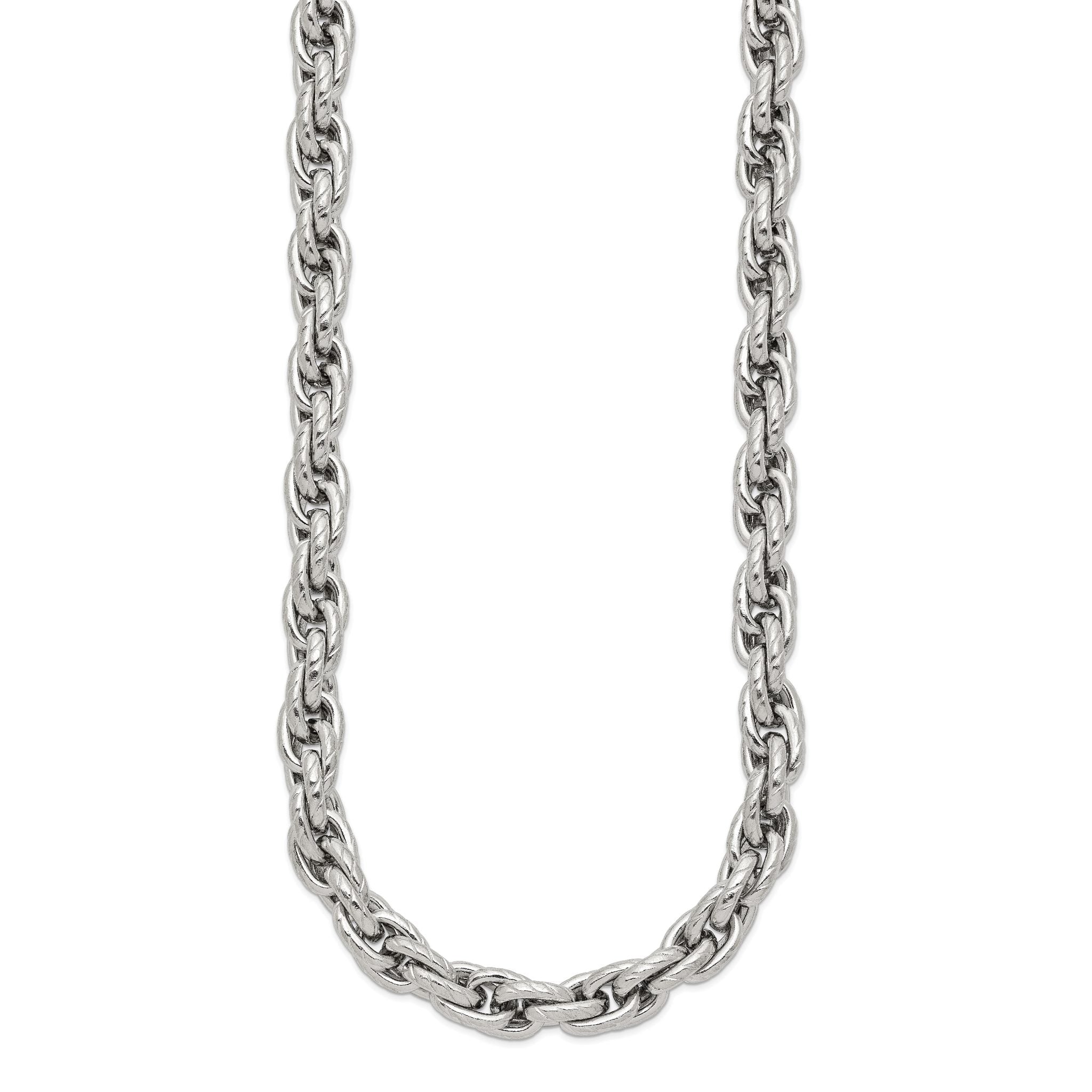 Chisel Stainless Steel Polished and Textured 24 inch Fancy Rope Chain Secondary image