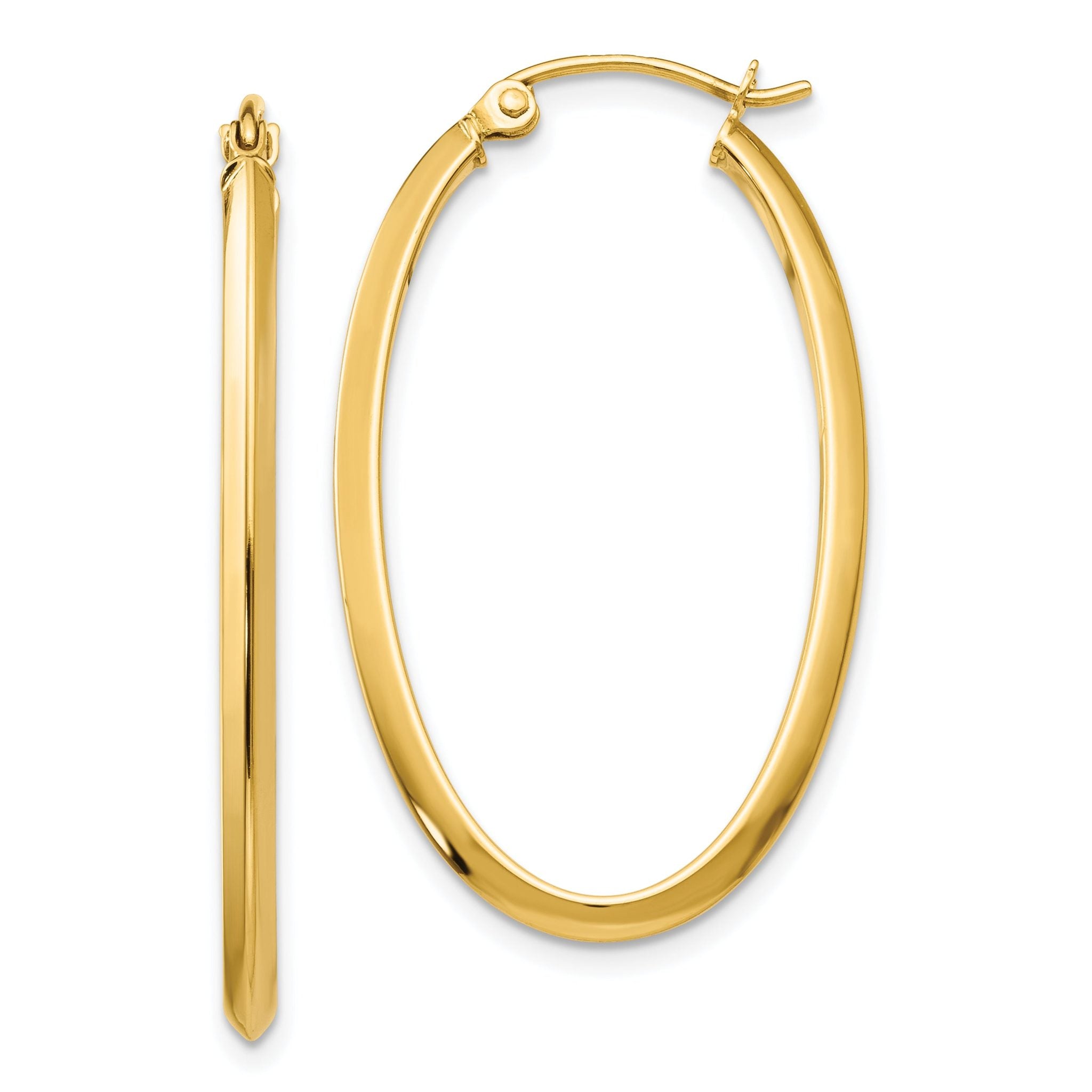 14k 2mm Oval Hoop Earrings Main image