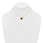 Sterling Silver Gold-tone Polished Onyx and CZ Hearts 14 Inch with 3 Inch Extension Children's Necklace