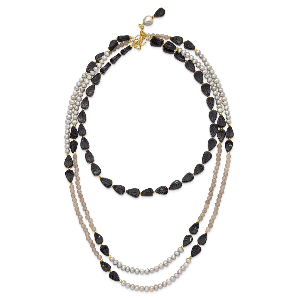 Sterling Silver Gold-plated Multi Stone Adj. 17in or 40in Necklace