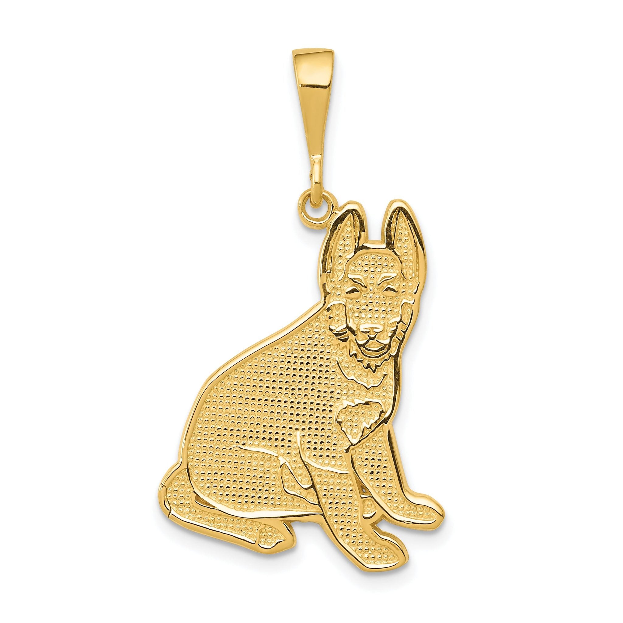14K Gold German Shepherd Pendant with Polished Finish  Textured Detailing Main image