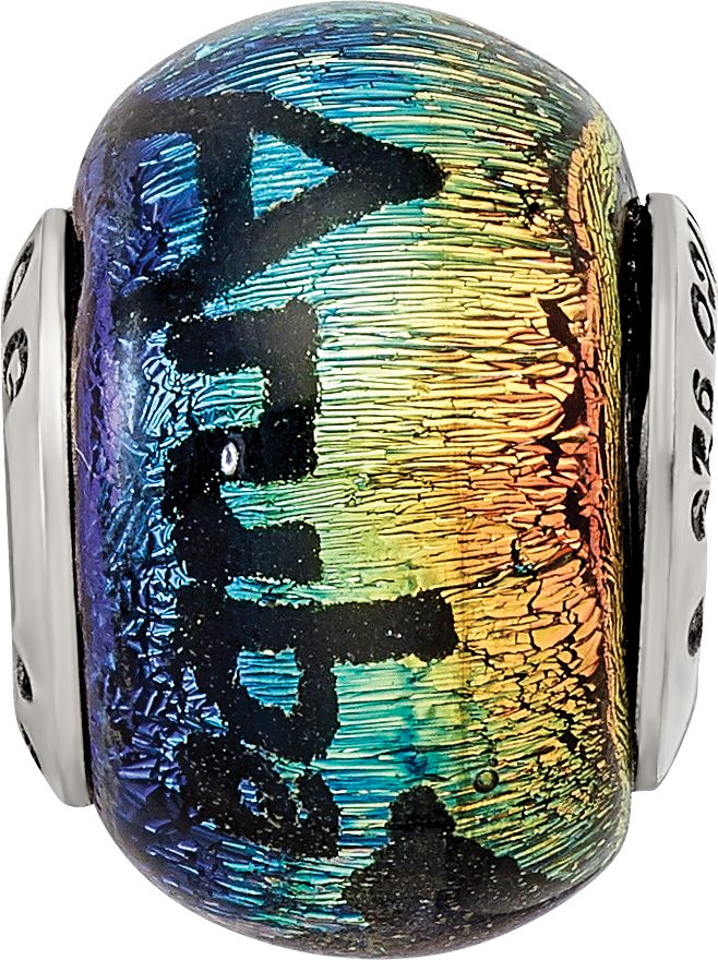 Sterling Silver 925 Aruba Orange Dichroic Glass Bead with Vibrant Tropical Design