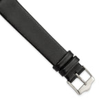Smooth Flat Leather Watch Band in Black with Silver-Tone Buckle, 20mm