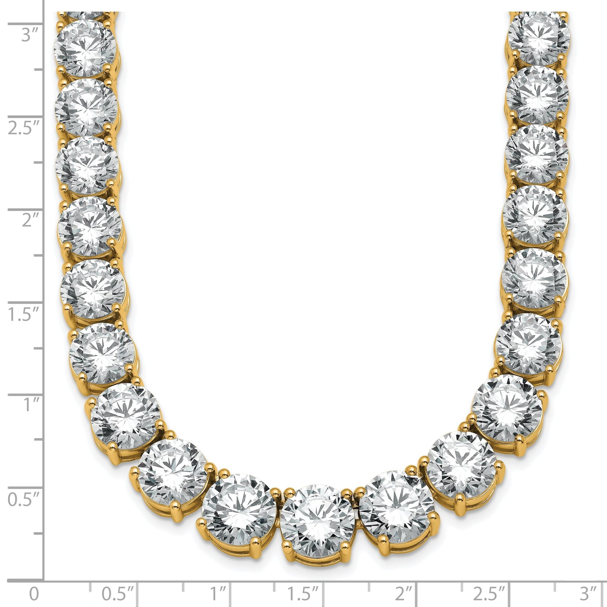 14k 100 3/4 carat Lab Grown Diamond VS+ F+ Complete Round 20 inch Graduated Tennis Necklace