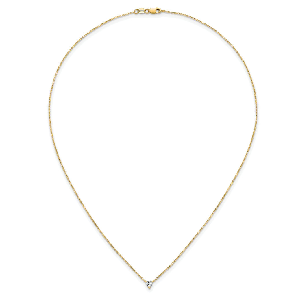 14k 1/4 carat Lab Grown Diamond VS+ F+ Heart Complete 18 inch Four Prong Pendant Necklace