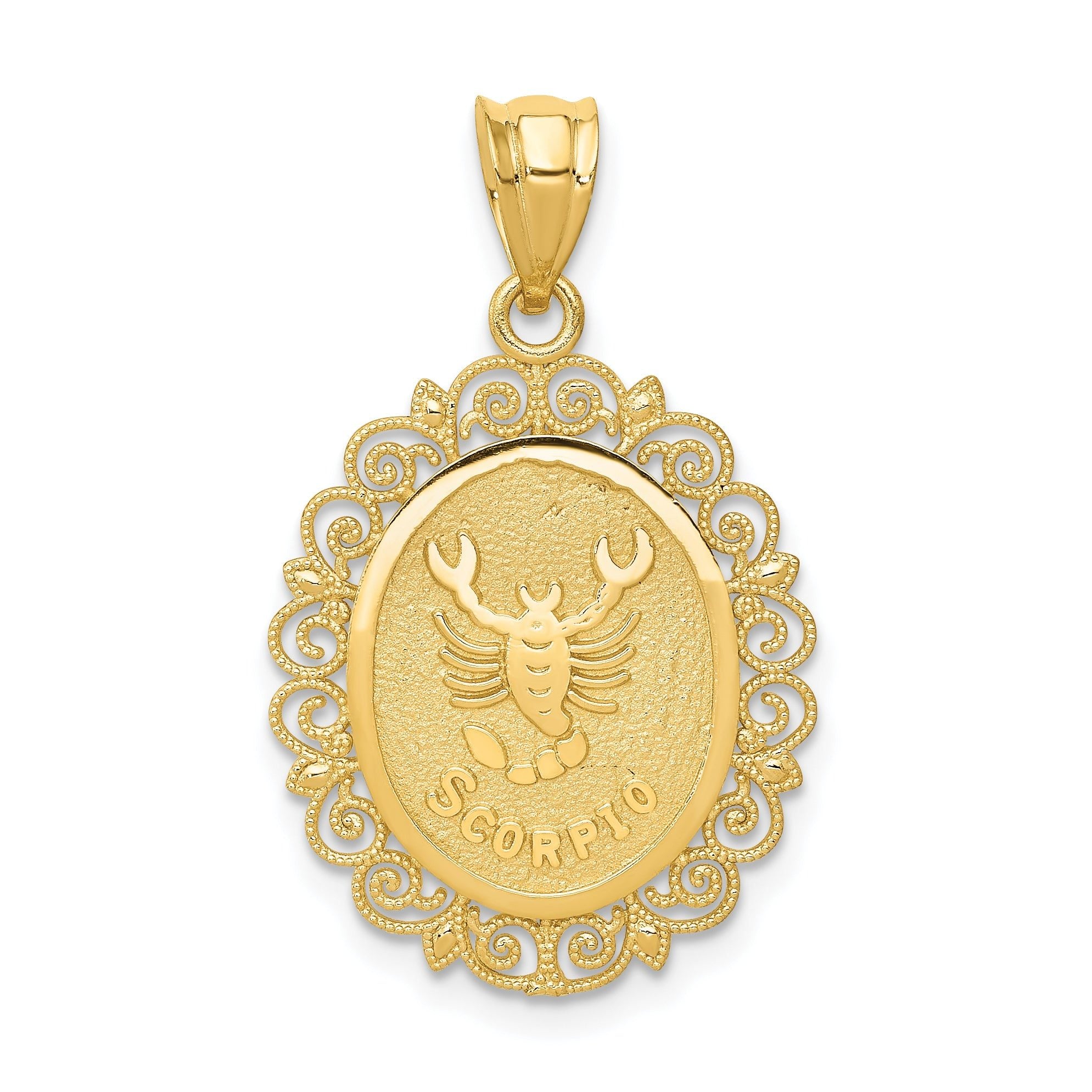 14K Gold Scorpio Zodiac Pendant with Polished Satin Finish Main image