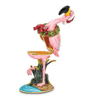 Luxury Giftware by Jere Pewter Bejeweled Crystals Gold-tone Enameled LEFTY Holiday Flamingo Trinket Box with Matching 18 Inch Necklace
