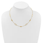 14K Polished Elongated Oval and Bar w/2in Ext. Necklace