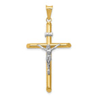 14K Two-Tone Gold Polished Jesus Crucifix Pendant Elegant Religious Design