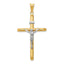 14K Two-Tone Gold Polished Jesus Crucifix Pendant Elegant Religious Design