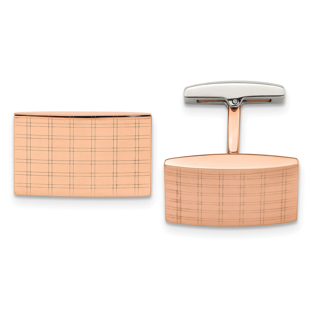 Stainless Steel Rose-Tone Laser Design Cuff Links
